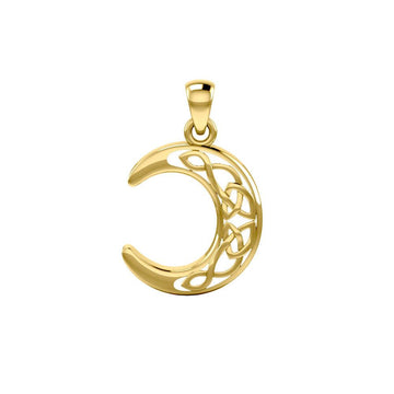 Solid Gold Celtic Crescent Moon Pendant GPD3711 - Jewelry